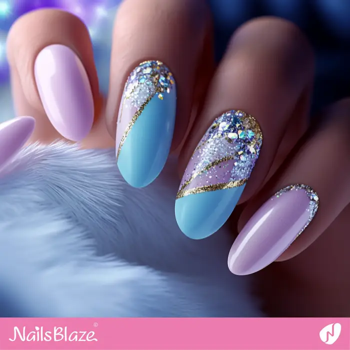 Purple and Blue Nails with Winter Design | Classy Winter Nails - NB6604