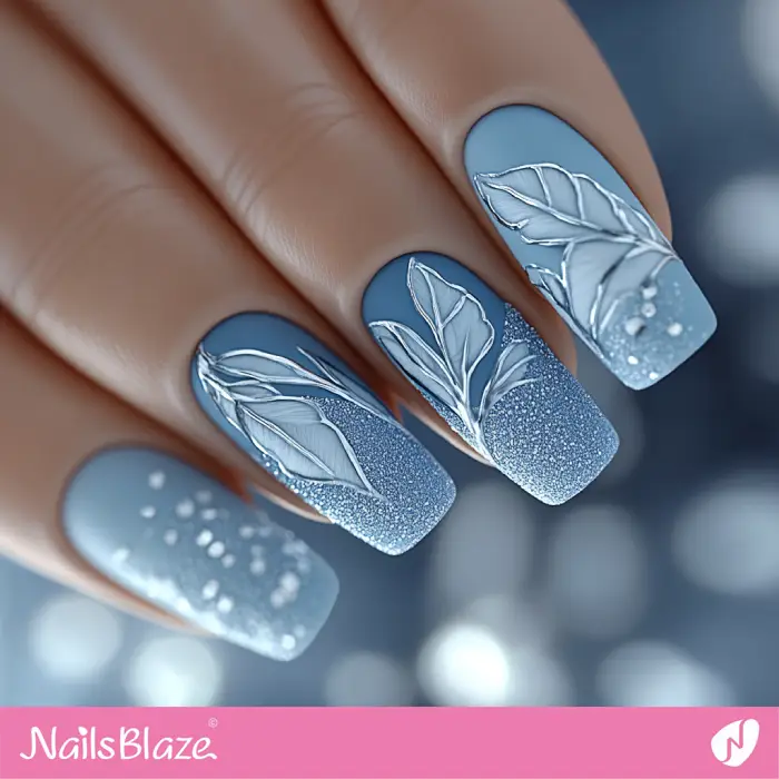 Frozen Snow Winter Sparkling Nails | Classy Winter Nails - NB6605