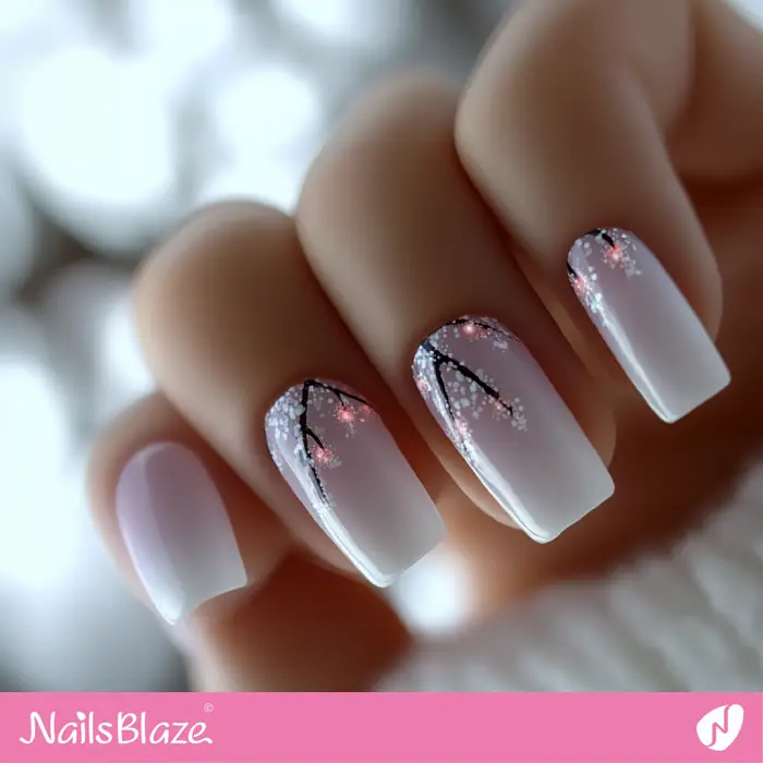 Snow Covered Tree Nails Design | Classy Winter Nails - NB6611