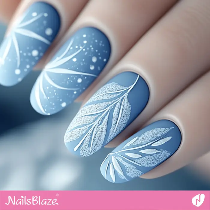 Snowy Matte Blue Nails | Classy Winter Nails - NB6614