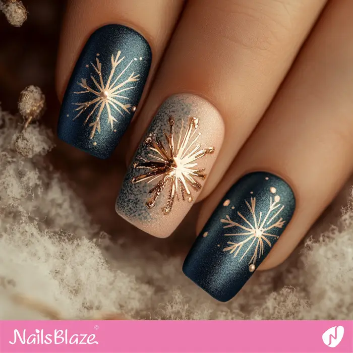 Gold Snowflake for Matte Nails Design | Classy Winter Nails - NB6601