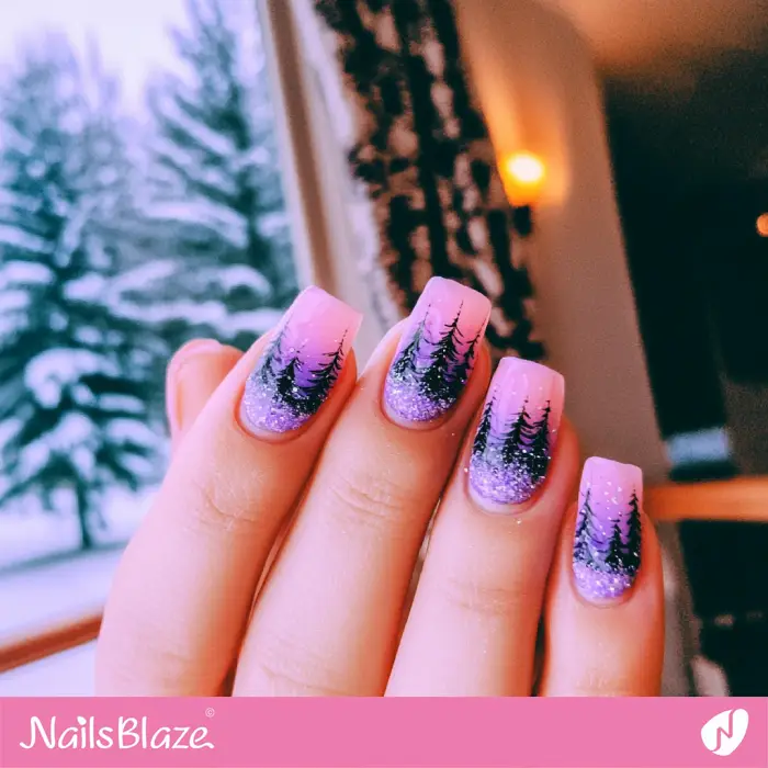 Winter Forest Nails Design | Classy Winter Nails - NB6602