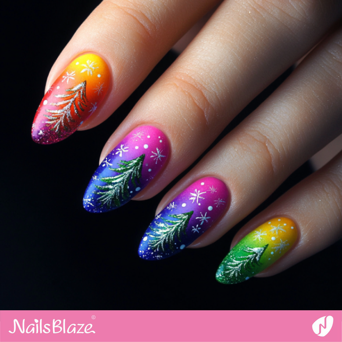 Winter Design Gradient Nails | Colorful Winter Nails - NB6713