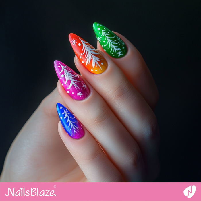 Christmas Tree for Colorful Nails | Colorful Winter Nails - NB6707