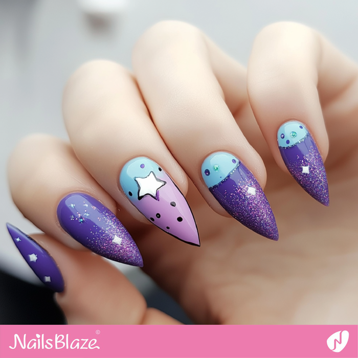 Cute Purple Nails Design | Cute Winter Nails - NB6690