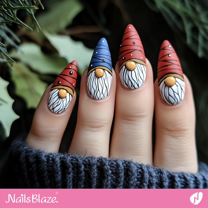 Nails with Easy to Do Gnome Look | Cute Winter Nails - NB6691