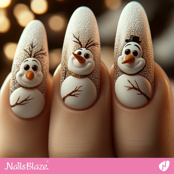 3D Snowman Nails Design for Winter | Cute Winter Nails - NB6692