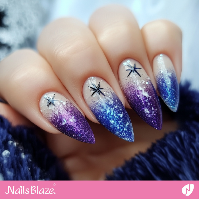 Blue and Purple Nails for Winter | Cute Winter Nails - NB6695