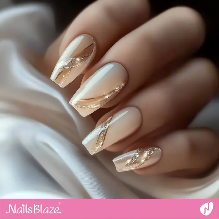 Neutral Nails with Swirls | Neutral Winter Nails - NB6642