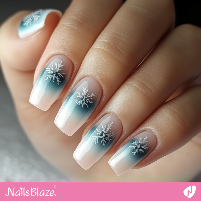 Ombre Nails Snowflake Design | Winter Ombre Nails - NB6737