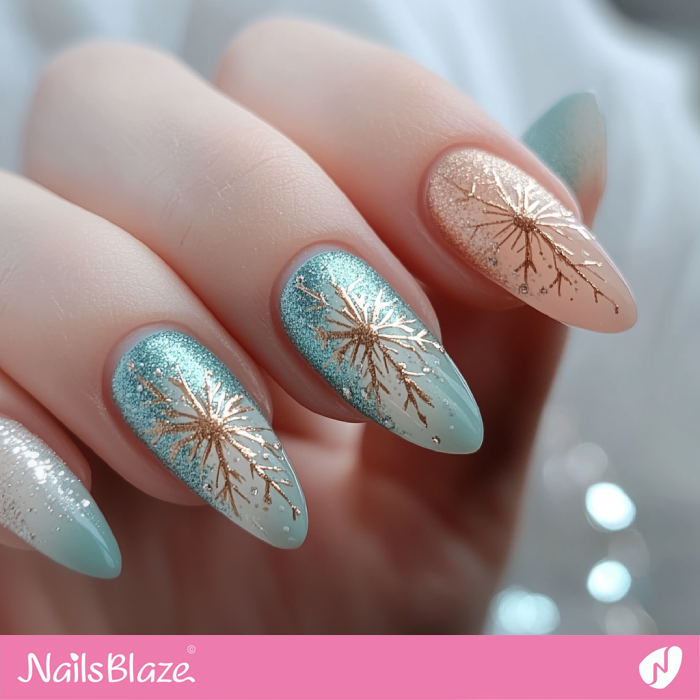 Snowflakes for Winter Blue Nails | Winter Snowflake Nails - NB6727