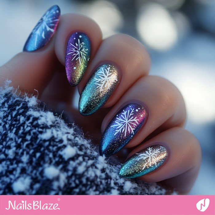 Snowflake for Glitter Gradient Nails | Winter Snowflake Nails - NB6724