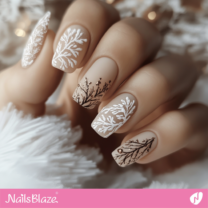 Winter Matte Nails Simple Design | Winter Nails Design - NB6741