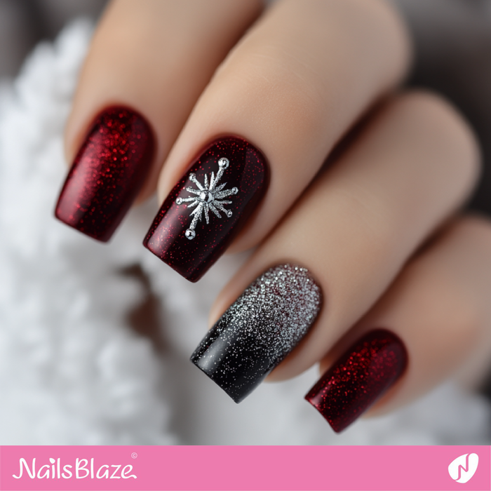 Glitter Design for Bulgarian Rose Nails | Winter Nails Design - NB6745