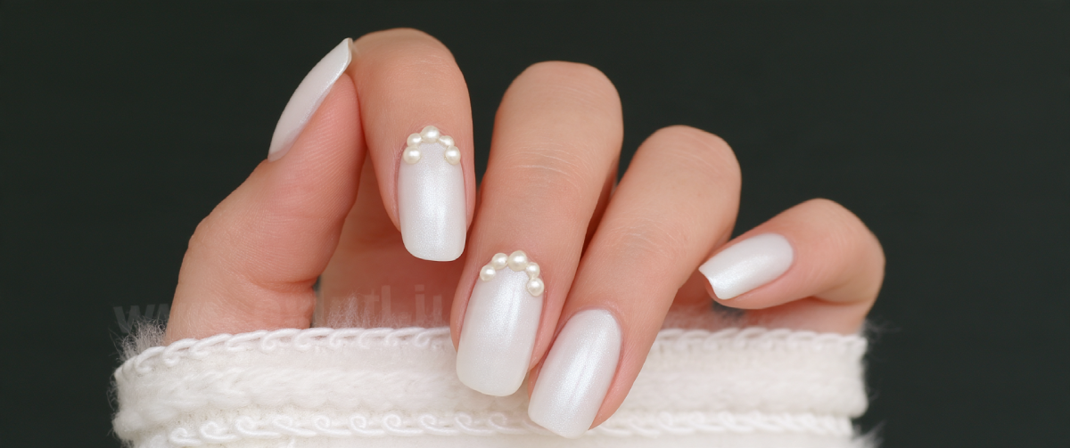 Cloud Dancer Pearl Nails