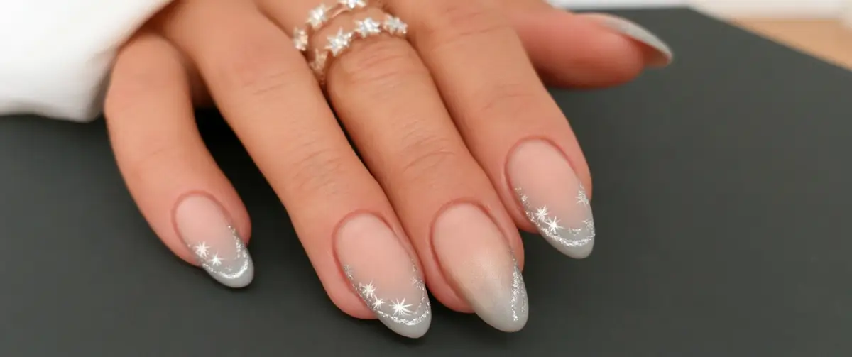 Holiday festivity cloud dancer nail styling