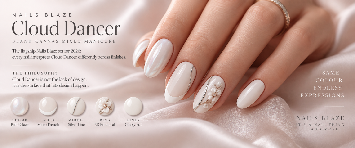 Cloud Dancer Mixed Manicure