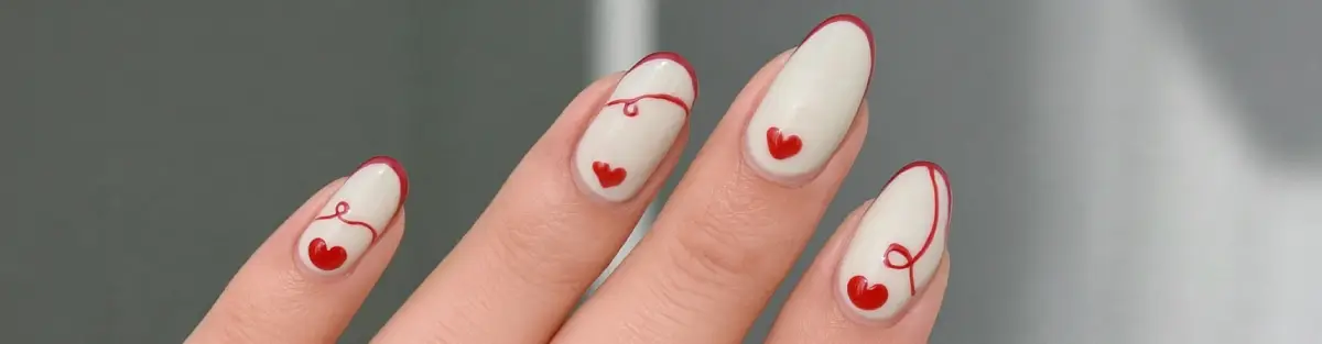 Classic red and cloud dancer chic nail art