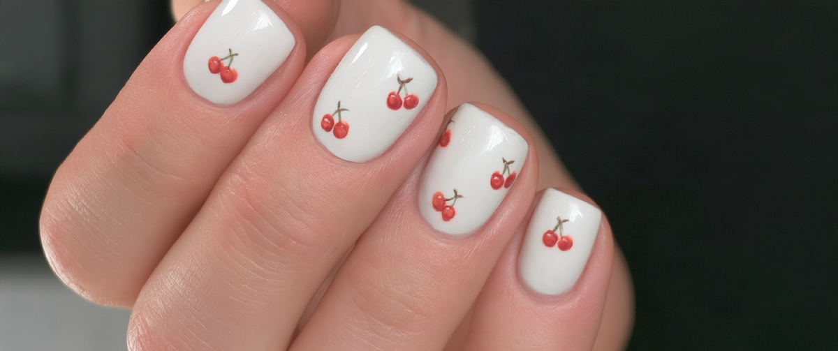 Cloud Dancer Cherry Nails