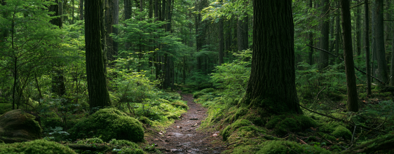 Forest bathing trail in Canadian woodland