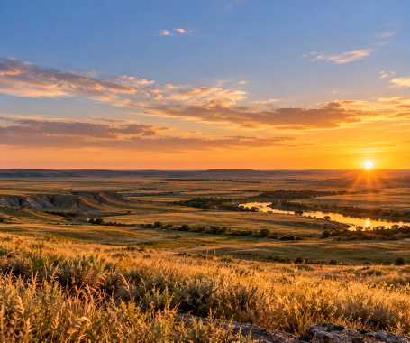 Vast open prairie grasslands under big sky in Alberta