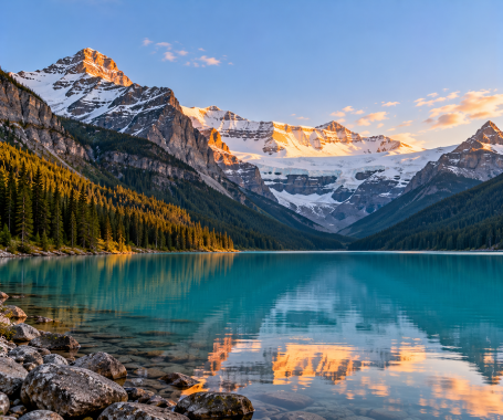 Turquoise waters of Lake Louise and Victoria Glacier
