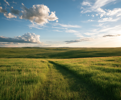 Vast open prairie grasslands under big sky in Alberta