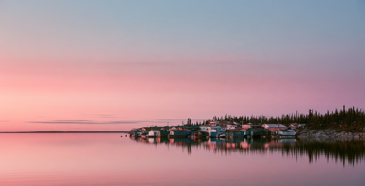 Yellowknife Great Slave Lake and northern skies