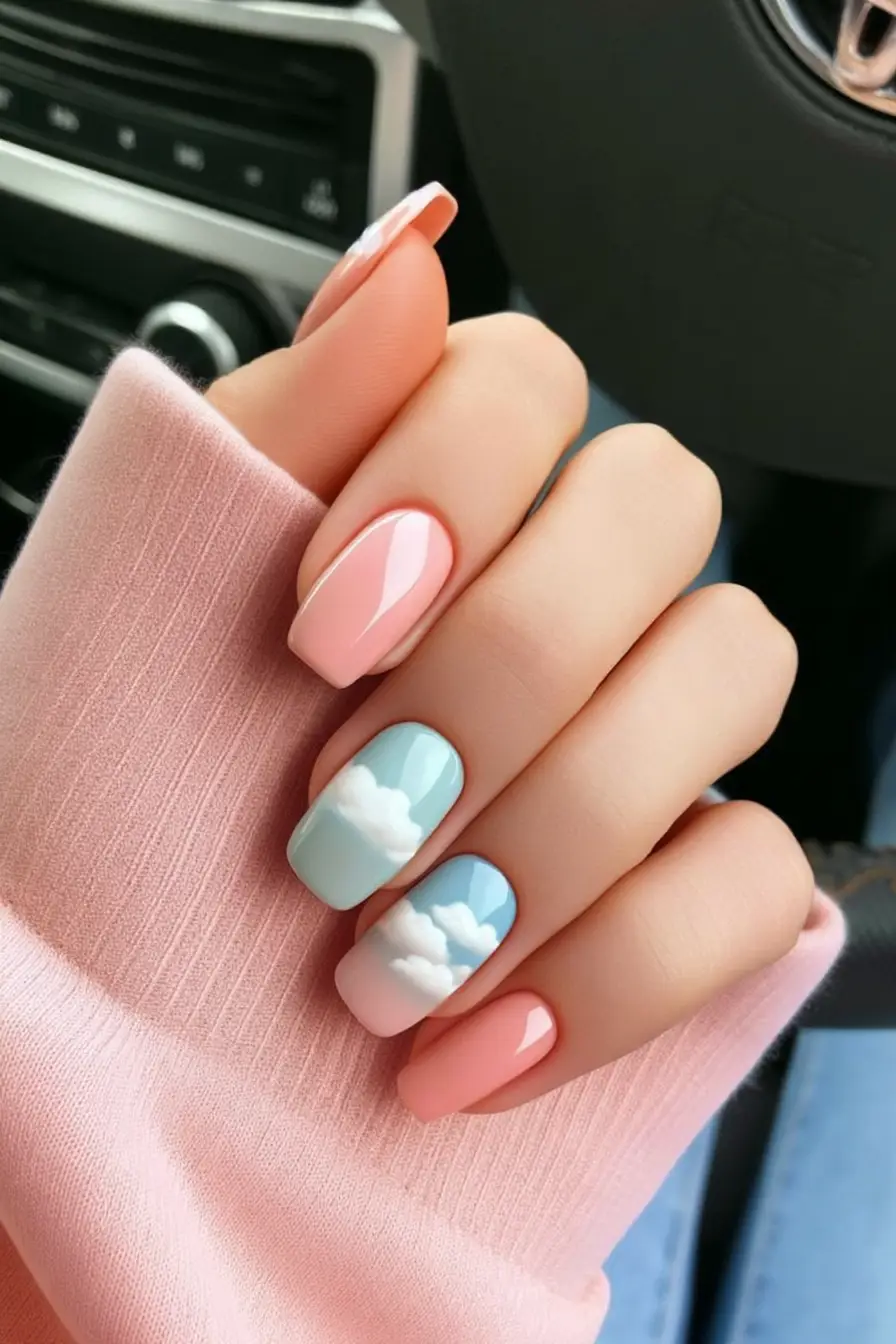 Cloud nail art inspiration