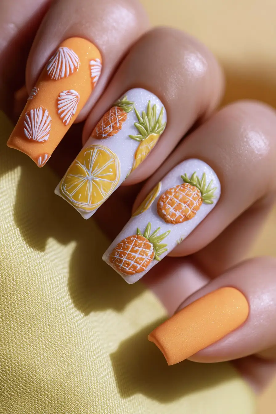 Seashell and starfish nail art inspiration