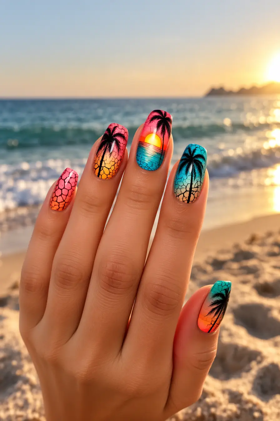 Sunset nail art inspiration