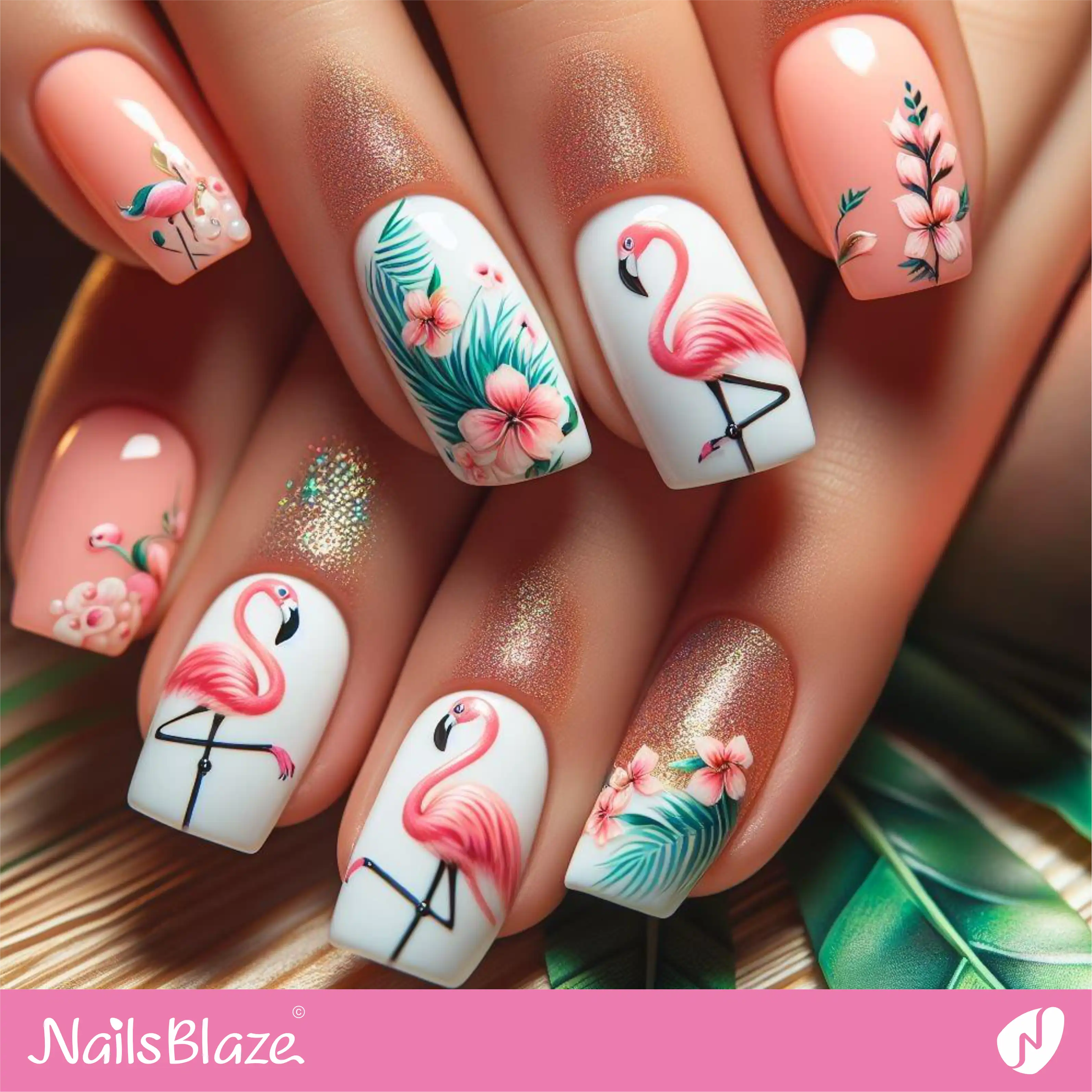 Tropical Flamingo Nail Design| Tropical-NB-D-132