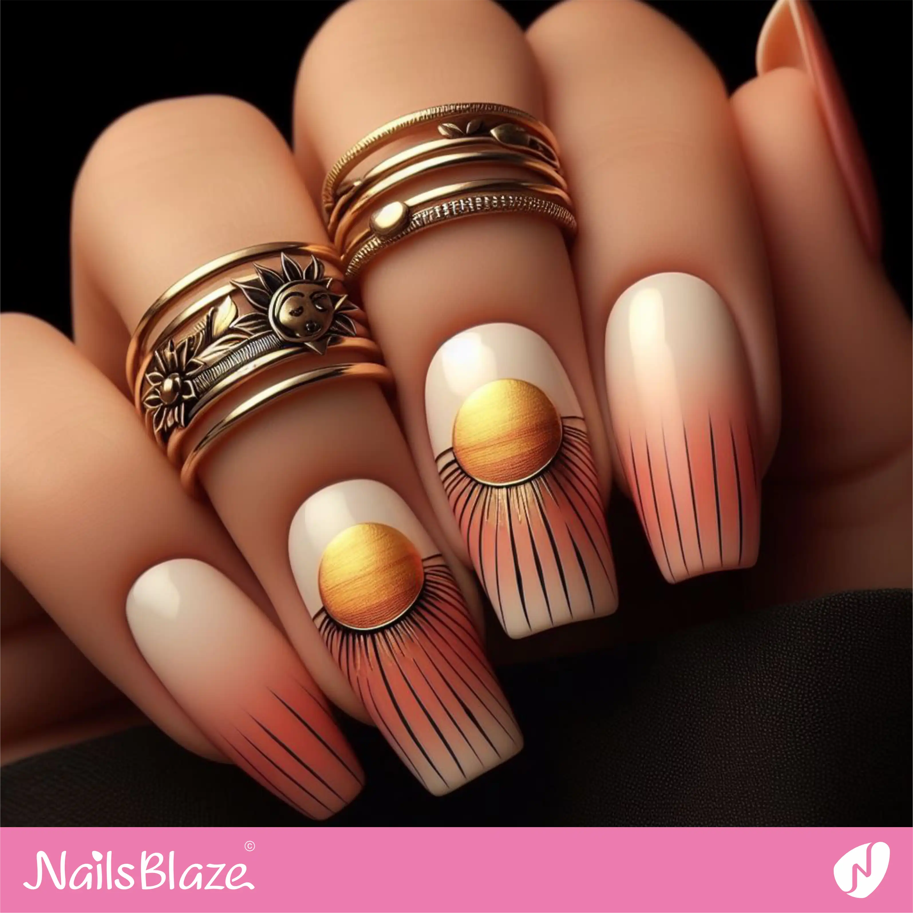 Tropical Sunset Minimal Nail Design| Tropical-NB-D-139